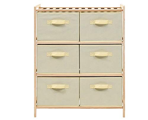 Mobile Contenitore Soggiorno Basso,Rack di stoccaggio con 6 cesti in Tessuto Credenza Bassa Soggiorno Carica 6 x 2kgMobile Contenitore Decape Beige Cedro 59 x 28 x 75 cm