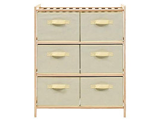 Mobile Contenitore Soggiorno Basso,Rack di stoccaggio con 6 cesti in Tessuto Credenza Bassa Soggiorno Carica 6 x 2kgMobile Contenitore Decape Beige Cedro 59 x 28 x 75 cm