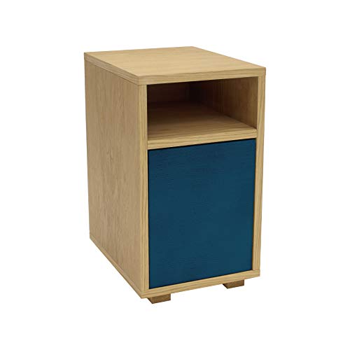 Ragaba Comodino slim – con armadio – Economico – Montaggio semplice – 30 x 40 cm – FSC® Legno – Blu petrolio