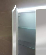 Specchiera specchio bagno pensile contenitore 2 ante, fascia led, cm.67x60x15