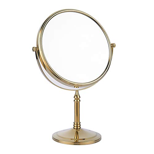 BGL Oro specchio da bagno, 1X & 3X specchio di vanità ingrandente, 360 specchio da tavolo rotante, doppio specchio da trucco per il bagno da letto scrivania lavabo