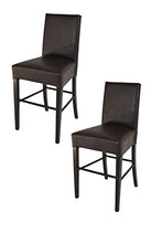 t m c s Tommychairs - Set 2 sgabelli bassi modello Luisa per cucina e bar, struttura in legno di faggio color Wengé, Seduta e Schienale Imbottiti e Rivestiti in pelle artificiale marrone