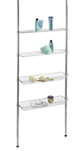 WENKO Scaffale telescopico Ellera - 2 aste di supporto allungabili, 2 ripiani, 2 cestelli, cromo, Acciaio, 71 x 65-285 x 20 cm, Cromo