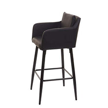 Mendler Sgabello Bar Lounge HWC-H93 con poggiapiedi 105x54x53cm - Ecopelle Nero