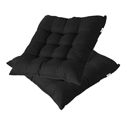 Cuscini per sedie da interni ed esterni, cuscini per mobili da terrazza con cravatte, antiscivolo e robusti, cuscini decorativi per interni ed esterni, 40 x 40 cm, colore vinaccia, Nero, 2 Pack