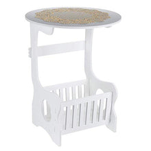 Comodino piccolo tavolino con cesto portaoggetti rotondo per computer portatile, comodino, divano letto, libreria, scaffale per casa, ufficio, soggiorno, comodino