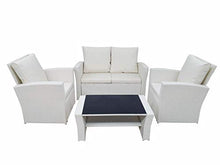 MICHELE SOGARI Set da Giardino Polaris in Simil Rattan Divano Poltrona e Tavolino (Bianco)
