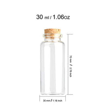 Bottiglie in vetro trasparente da 30 ml con tappi in sughero, bottiglie di vetro per decorazione, arti e artigianato, progetti, bomboniera