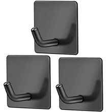 Homovater Ganci Adesivi Ganci Portasciugamani in Acciaio Inox Gancio Appendiabiti Porta Accappatoio da Parete Autoadesivo Gancio per Cucina e Bagno (Adesivi Ganci, 3 Pezzi-Nero opaco)