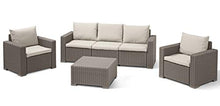 Keter California Set 2 Poltrone in Rattan, Set di 2 Divanetti con Cuscino Incluso Color Cappuccino