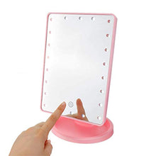 Belleashy - Specchio da trucco a 22 LED, con luce a specchio da tavolo rotante a 360°, colore: Rosa portatile illuminato per il bagno