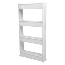 CHHD Scaffale portaspezie Estraibile a 4 Livelli, scaffale da Cucina Bianco, Carrello portaoggetti, mensola da Bagno con Ruote girevoli per Cucina, Lavanderia, Garage, Soggiorno, Camera