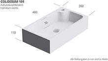 doporro Lavabo da Appoggio, Lavandino Bagno 46x26x11 cm, Lavabo da Minerale fuso Colossum101