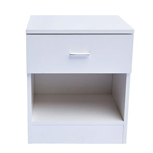 LICHUAN Tavolo da Comodino Bianco Comodino da Comodino Tavolino Slim End Table con cassetto e ripiano per stoccaggio per Soggiorno Camera da Letto