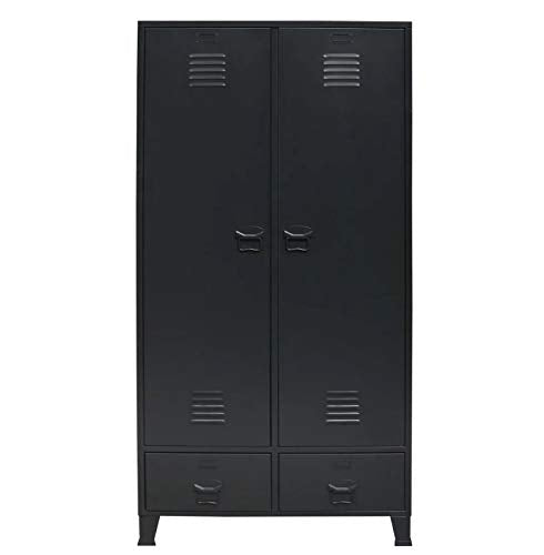 Pissente - Armadietto da ufficio in metallo, stile industriale, resistente, per armadio, armadio, facile da montare, 90 x 40 x 180 cm (L x P x A) nero