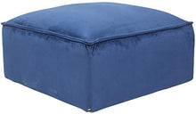 CLP Pouf Cuscino da Terra Nantes in Velluto O Stoffa I Puff Poggiapiedi Design Rettangolare con Piedini I Altezza 30 CM, Colore:Blu, Materiale:Velluto