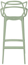 Kartell Masters Stool Sgabello, Tecnopolimero termoplastico Riciclato con Carica Minerale e Trattamento Soft-Touch, Verde(Salvia), H. 75