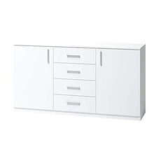 3xeliving Classica, ampia e capiente cassettiera Alicja con 4 cassetti e due pensili bianchi è ideale per una camera da letto, stanza, bagno 160 cm