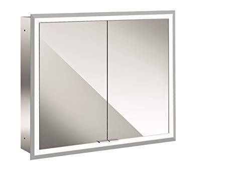 Emco Asis 949705072 - Armadietto a Specchio con Illuminazione a LED (Larghezza 80 cm, Modello a Incasso, Parete Posteriore specchiata, Specchio da Bagno)