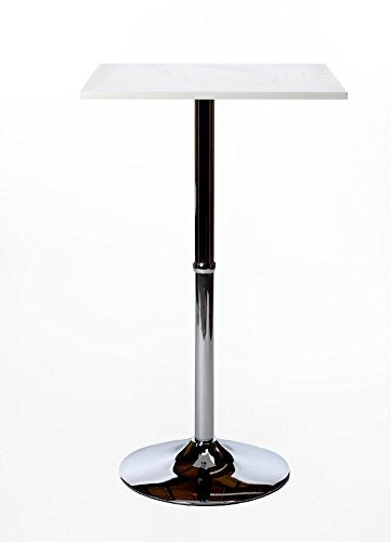 Mendler Tavolo Bar Bistro Stile Elegante Struttura in Alluminio Superficie in Legno Bianco