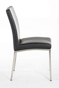 CLP Sedia Pranzo Grenoble in Similpelle E Acciaio Inox I Sedia Soggiorno Imbottita Moderna, Alt. 48 CM I Sedia Tavolo Salotto Moderna, Colore:Nero