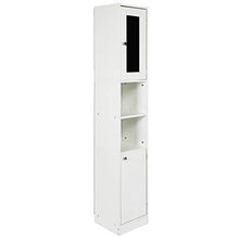 Mobiletto da bagno a colonna con specchio, Mobiletto a colonna per bagno indipendente Cassettone bianco, 28,8 x 29,8 x 179,5 cm