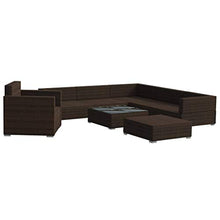 vidaXL Set Divani da Giardino 8 pz con Cuscini Foderati Lavabili Modulare Leggero Elegante Arredi da Esterno in Polyrattan Marrone Telaio in Acciaio