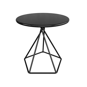 Tavolino Rotondo Nero Comodino della Camera da Letto del Soggiorno Divano Snack Table Tavolino in Ferro, 50×65cm