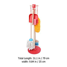 jojofuny 6Pcs Bambini Set di Pulizia Finta Play Spazzamento Scopa Mop Spolverino Spazzola Paletta Appeso Basamento di Pulizia Giocattoli per I più Piccoli Montessori Stelo di Abilità
