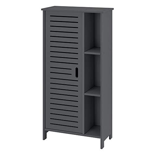 [en.casa] Armadietto da Bagno a Terra con Scomparti 96 x 48 x 24 cm Mobiletto da Stoccaggio Ripostiglio da Bagno con Sportello/Anta di Design - Grigio Scuro