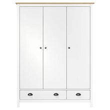 vidaXL Armadio a 3 Ante Hill Range Bianco 127x50x170 cm Legno di Pino