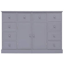 FAMIROSA Credenza con 10 Cassetti Grigia 113x30x79 cm in Legno