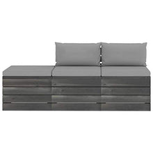 FAMIROSA Set Divani da Giardino su Pallet 3 pz con Cuscini Massello Pino-1756