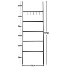 HOOBRO Scala Portasciugamani, Appendiabiti, Portasciugamano Bagno, Scala Decorativa, con 5 movibili Ganci, 58 x 177cm, Stabile, Salvaspazio, Metallo, Facile da Montare, Nero EBK62CJ01