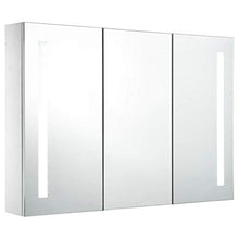 Cikonielf L'armadietto da bagno è dotato di una lampada a LED per specchio con 3 ante, con 5 ripiani interni per articoli da toeletta, design moderno 89 x 14 x 62 cm