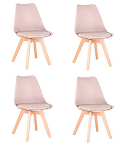 Luckeu - Set di 4 sedie imbottite per sala da pranzo, soggiorno, camera da letto, cucina, salotto, colore: cachi