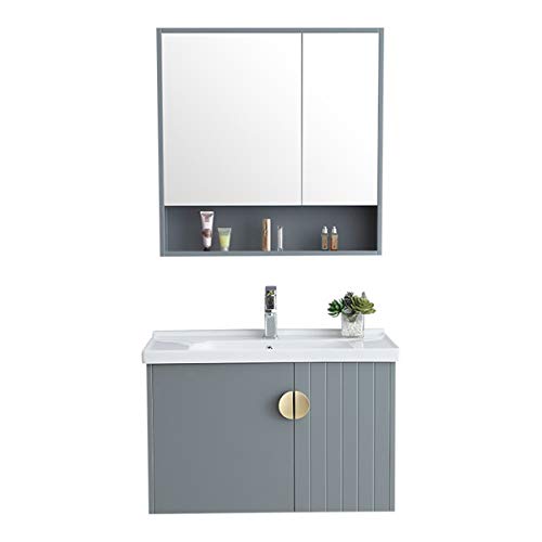 Mobile da bagno Specchio Mobile da bagno in legno semplice Bagno Bagno in ceramica Bacino Bagno Bagno Bagno Mobile Bagno Set di armadi per lavabo da bagno ( Color : Gray , Size : 48x81x53cm )