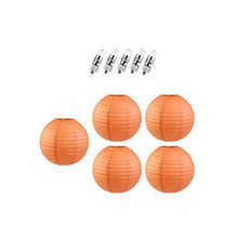 Vola 8Round lanterne di carta, pieghevole lanterna appesa decorativo con lanterna luci LED for matrimoni, compleanni, dell'interno e decorazione esterna Orange (5 lanterne + 5 luci LED) .Compleanno