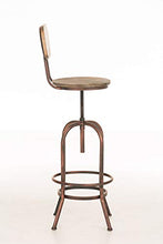 CLP Sgabello Design Industriale Pino In Legno E Metallo I Sgabello Bar Bancone Regolabile 68-88 CM Con Schienale, Colore:bronzo
