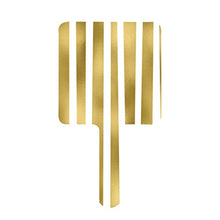 Specchio a mano, strisce oro disuguali su bianco trasparente modello verticale quadrato palmare specchio con manico per trucco casa salone viaggio uso 9 cm L x 16 cm L