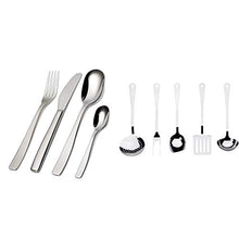 Alessi KnifeForkSpoon AJM22S24M Servizio Completo di Posate di Design, 24 Pezzi in Acciaio Inox & Ajm19S5 L Set Di Mestoli Da Cucina Di Design In Acciaio Inossidabile 18/10, 5 Pezzi.