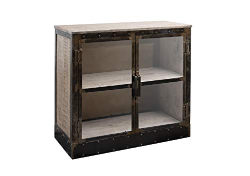 MASSIVMOEBEL24.DE Heavy Industry #247 Credenza in Legno di Mango e Ferro - Laccato Marrone - 90x40x90