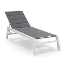 Blumfeldt Renazzo Lounge - Lettino Prendisole, Lettino da Giardino, Superficie: 186 x 56 cm, Schienale Regolabile in 6 Livelli, Superficie Imbottita Idrorepellente, ComfortMesh, Bianco/Grigio