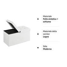 SONGMICS Pouf Contenitore, Cassapanca Contenitore con Coperchio Ribaltabile, Capacità di 80 Litri, Max Portata di 300 kg, 76 x 38 x 38 cm, Bianco LSF45WT