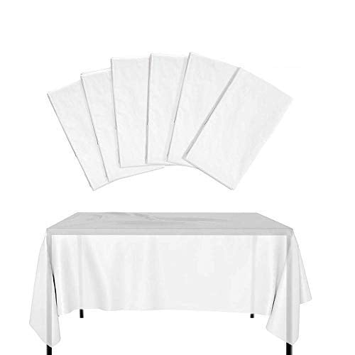 knowing 6 Pezzi Tovaglia USA e Getta, Tovaglia in Plastica Spessa Impermeabile, Traslucido Bianco, Copertura Tavolo Giardino All'aperto, per Barbecue Banchetti Festa Compleanno