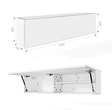 RODRIGO PlatanRoom - Armadietto da bagno pensile, lucido, 120 x 30 x 25 cm, colore: bianco/nero