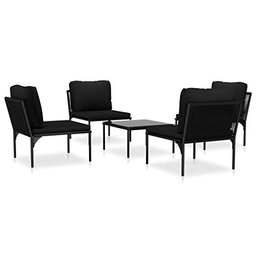 vidaXL Set Divani da Giardino 5 pz con Cuscini Neri in PVC