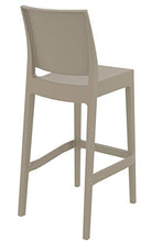CLP Set 2 Sgabelli Bar Maya Impilabili In Polipropilene I Coppia Sedie Sgabello Alte Outdoor Con Schienale Alt 75CM, Colore:fango