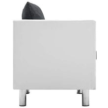 Festnight Divano a 2 Posti in Similpelle da Salotto e Soggiorno Moderno Piedini in Legno Poltroncina 115 x 60 x 67 cm Bianco e Grigio Scuro - Arredi Casa