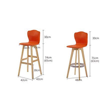 HLL Sedie, Sedia semplice per famiglie Sgabelli in legno massello, Sedia con schienale alto Bancone da bar Seggiolone per caffè Sgabello alto Ristorante Negozio Cassiere Seggiolone,arancia,74 cm